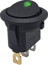 ProRide® Wipschakelaar ON-OFF KCD2-12 - 3 pins - Rond - 12V/20A - LED indicator Groen