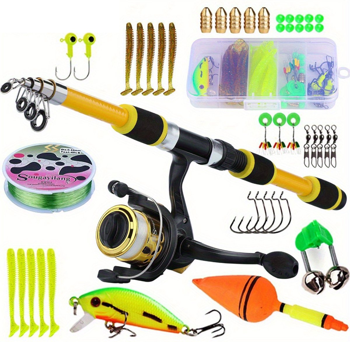 Livano Visspullen - Viskoffer - Tacklebox - Kunstaas - Vis Accessoires - Hengelsport - Spullen - Roofvis - Karper - Snoek - Vishengel - Geel