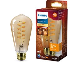 Philips Deco LED - WarmGlow - 50W - E27 fitting - ST64 Edison lampvorm - Amberkleurige lamp