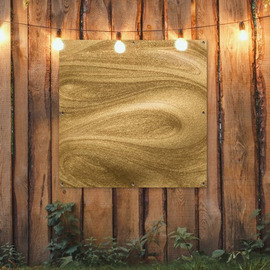Tuinposter 100x100 cm - Tuindecoratie Goud - Glitter - Abstract - Luxe - Poster voor in de tuin - Buiten decoratie - Schutting tuinschilderij - Tuindoek muurdecoratie - Wanddecoratie balkondoek