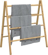 vidaXL - Handdoekladder - met - 4 - sporten - 90x50x100 - cm - bamboe