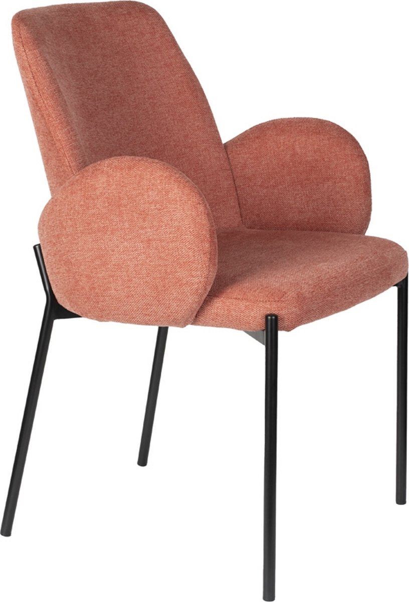Eetkamerstoel Stof Roze - Zithoogte 48,5cm - 60x57,5x85cm - Giga Meubel