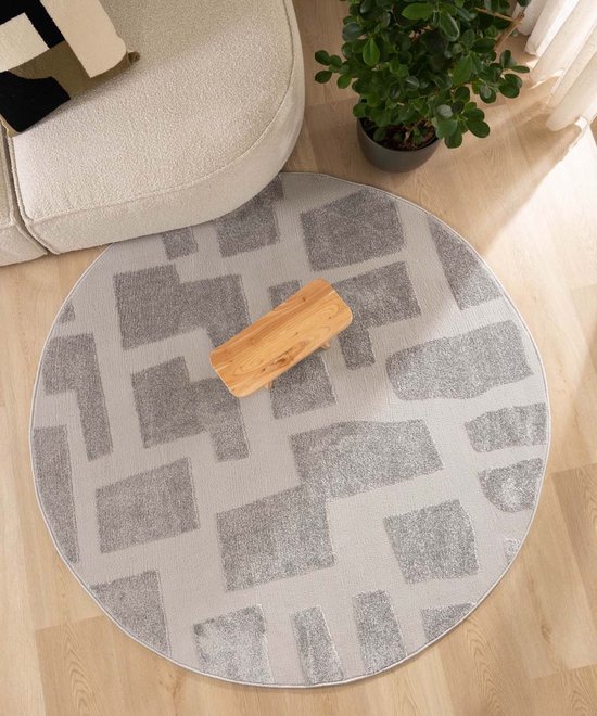 Rond vloerkleed Scandinavisch - Contour Stone grijs 250 cm rond