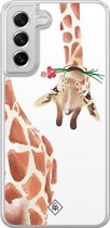 Casimoda® hoesje - Geschikt voor Samsung Galaxy S21 FE - Giraffe - 2-in-1 case - Schokbestendig - Giraffe - Verhoogde randen - Bruin/beige, Transparant