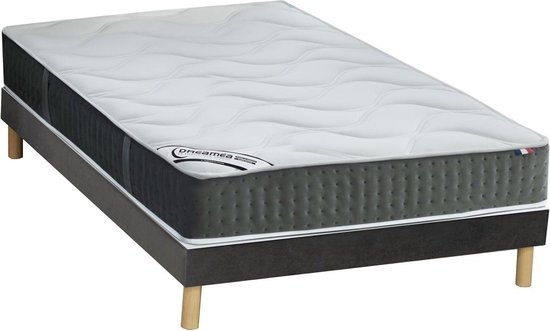 DREAMEA Set bedbodem van velours + matras met pocketveren en vormgeheugen, dikte 25 cm - 140 x 190 cm - TIAMAT van DREAMEA L 190 cm x H 25 cm x D 140 cm