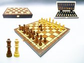 Chess - Schaakbord 49x49 CM - schaken - 2x extra koninginnen - Magnetisch houten Opklapbaar bord - Schaakspel - XXL