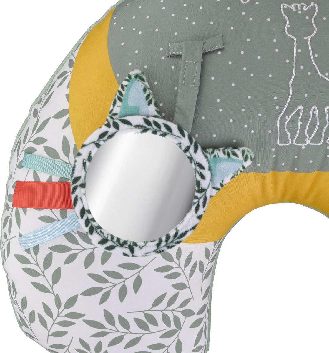 Sophie de giraf Cosy Play Speelkussen - Tummy time - Activiteitenkussen - Baby speelgoed - Kraamcadeau - Babyshower cadeau - Vanaf 0 maanden - 45 x 13 x 35 cm - Groen/Geel/Wit — afbeelding 9
