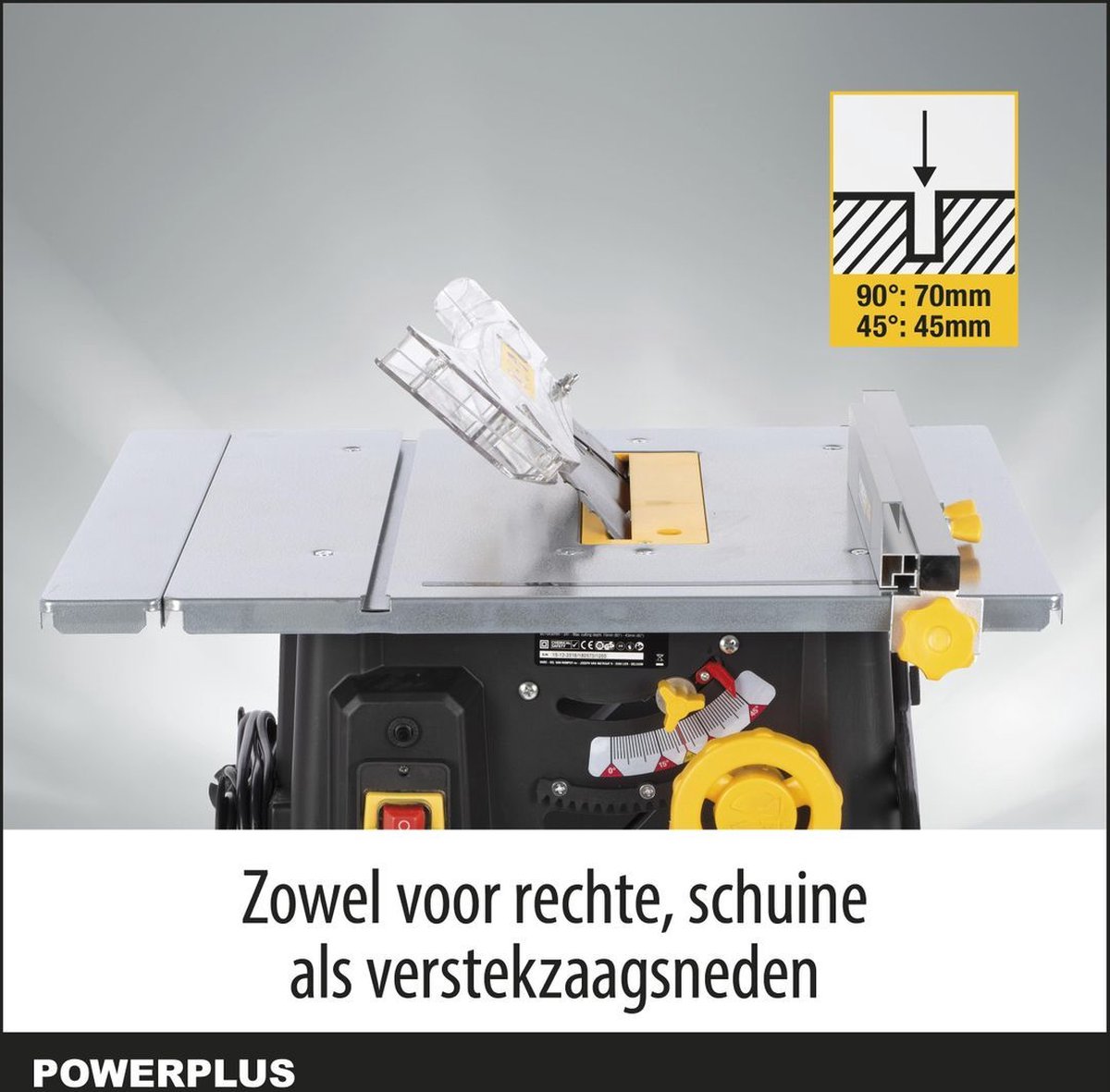 Powerplus elektrische tafelzaag POWX07590 - 4800W zaag, Ø210mm - recht, schuin, verstek - 479x469mm uitschuifbare tafel - met 1 acc. – foto 5