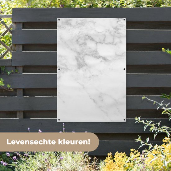 Affiche jardin - Toile jardin - Posters de jardin extérieur - Marbre - Wit - Grijs - Luxe - Aspect marbre - Pierre - 80x120 cm - Jardin.