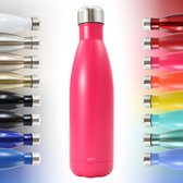 Thermosfles, Drinkfles, Waterfles - Modern & Slank Design - Thermos Fles voor de Warme en Koude Dagen - Dubbelwandig - Robuuste Thermoskan - 500ml - Hot Pink - Mat Roze