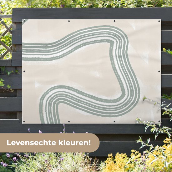 Décoration murale extérieur Ligne - Abstrait - Design - 160x120 cm - Toile jardin - Affiche extérieure