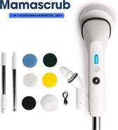 Mamascrub M3 - Brosse de nettoyage électrique - Épurateur électrique - Brosse à récurer - pour salle de bain ou cuisine - Épurateur avec manche - 7 accessoires - 5 Éponges Pop up gratuites MamaSchoon