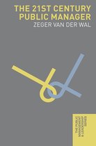 Boek "The 21st Century Public Manager" met gele en blauwe lijnen die elkaar kruisen op een grijze achtergrond. Titel en auteur in gele letters.
