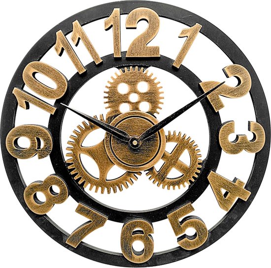ALEENFOON - ALEEFOON Vintage Romeinen stille klok industriële slinger 3D stille klok voor woonkamer, kamer, huisdecoratie (30 cm, Romeinse cijfers