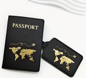 Living by ROKA® paspoorthouder met kaarthouder en label | Paspoorthoes | Paspoortportemonnee | Luxe beschermhoes voor paspoort en pasjes met naamlabel | PU-leer | Zwart | Zwart marble