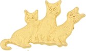 Behave Broche poezen katten mat goud kleur 3,5 cm