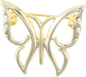 Behave® Broche vlinder zilver en goud kleur 3 cm