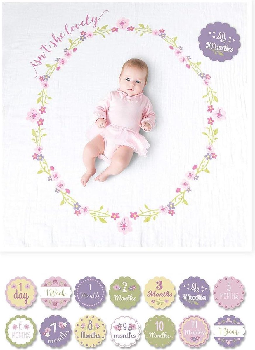 Mijlpaaldeken - Baby - Geboorte - Mijlpaal - Deken - Milestone - Baby shower - Baby cadeau - Herinnering - Het beste kraamcadeau!