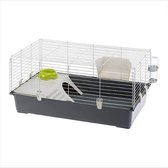 Cage à lapins – Clapier d'intérieur avec zone d'alimentation surélevée – Cage à hamsters adaptée aux Lapins, cochons d'Inde, chinchillas