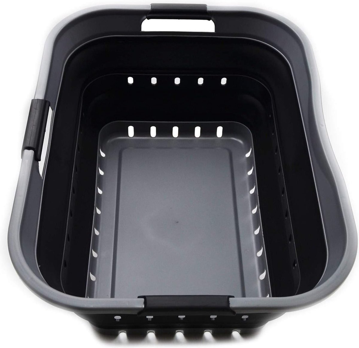 Goedkoopste 42 liter opvouwbare wasmand van kunststof, opvouwbare pop-up-opbergcontainer/organizer, draagbare wasmand, ruimtebesparende wasmand, grijs/zwart