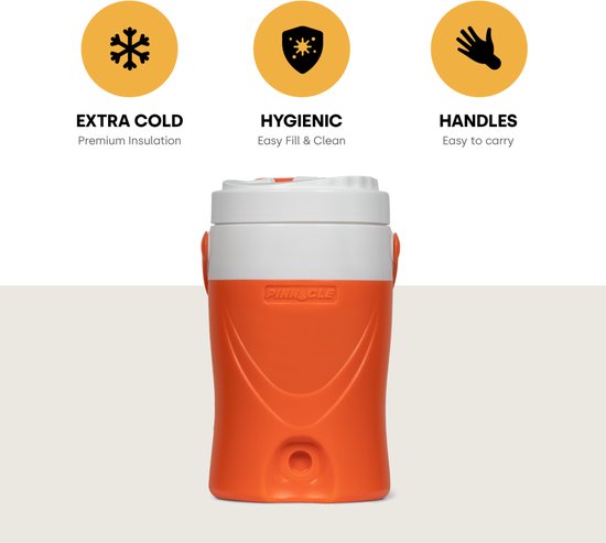 Pinnacle Platino 1 Gallon - Geïsoleerde Drankdispenser / Drankkoeler - 3,78 Liter - Oranje van Pinnacle. — afbeelding 3