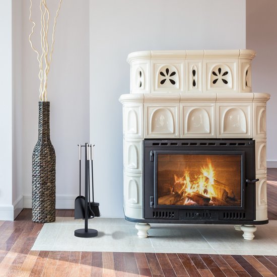 Relaxdays haardset, 4-delig, met pook, asschep, borstel & standaard