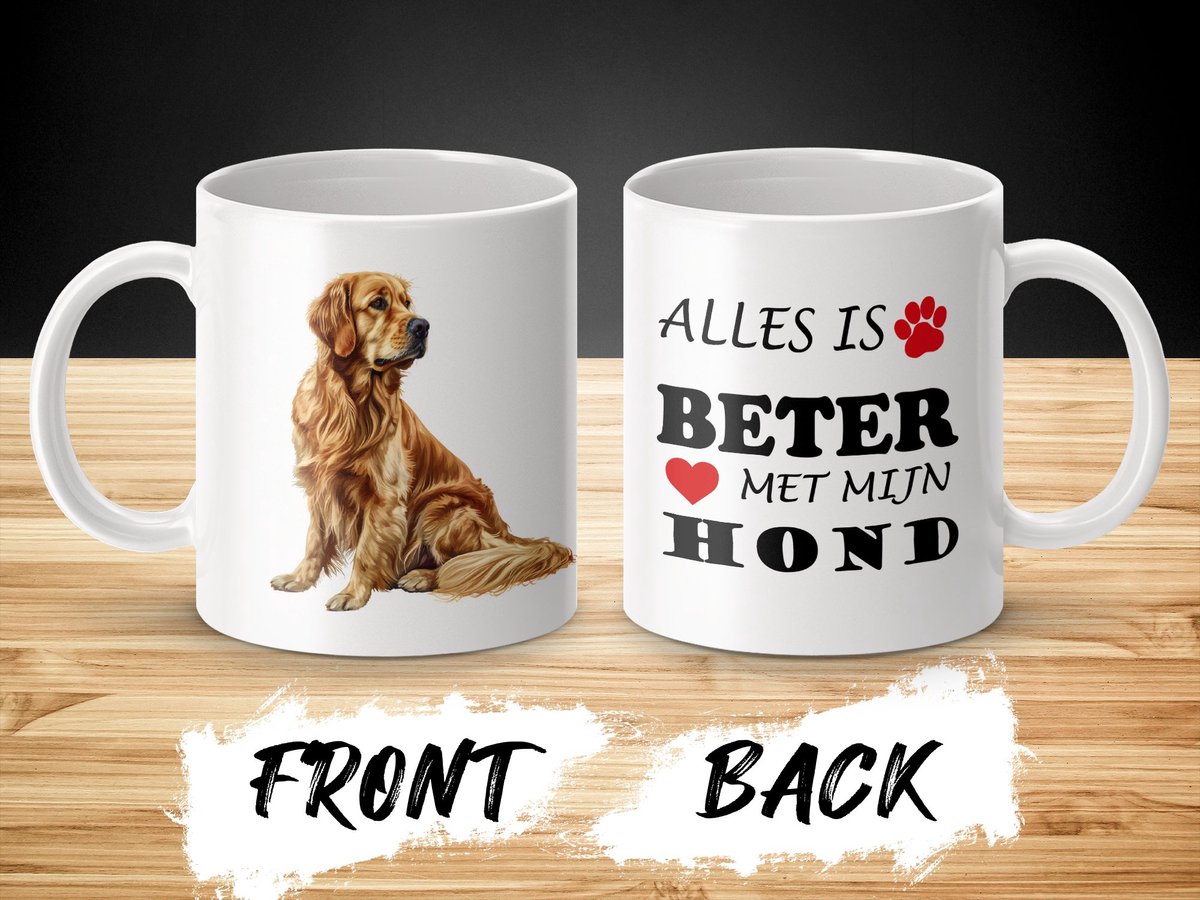 Mok Golden Retriever Alles is beter met mijn hond - dog - doglover