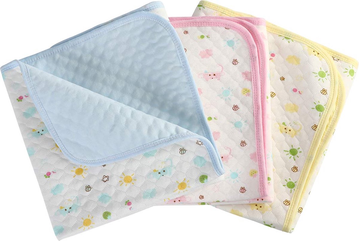 Goedkoopste Infant waterdichte mat aankleedkussen - ecologisch katoen ademend herbruikbaar matras pad verpakking van 3 (S (35 x 45 cm