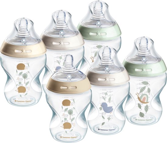 Tommee Tippee Closer to Nature- biberons - valve anti-refroidissement - 260 ml - pack de 6 - multi- Kindness