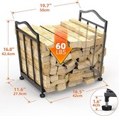 Brandhoutrek - Firewood Rack Metal Firewood Rack for Indoor and Outdoor 50x28x42.7cm