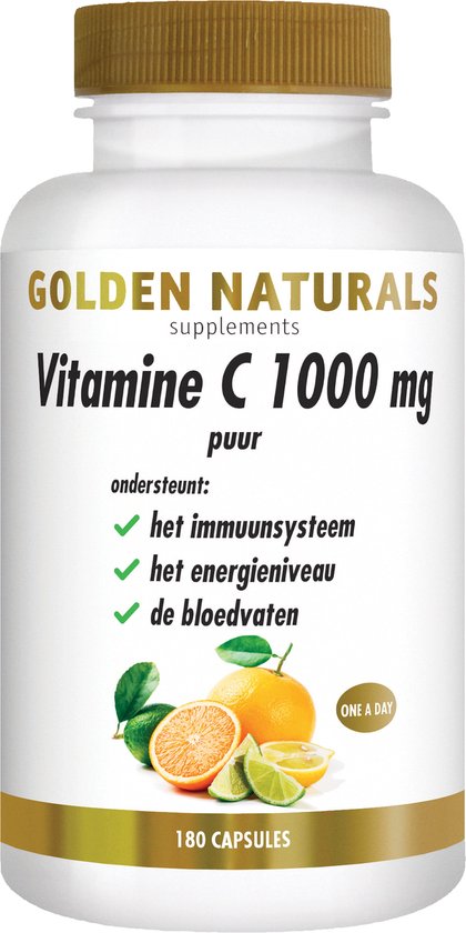 Golden Naturals Vitamine C 1000mg puur (180 veganistische capsules)