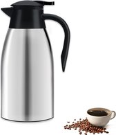 Thermoskan, 2 liter, roestvrijstalen thermoskan, grote opening, thermoskan houdt 12 uur warm, ideaal als koffiepot of theepot, kan voor 12 kopjes