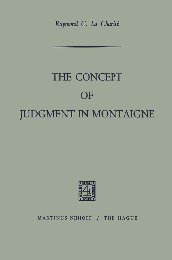 The Concept of Judgment in Montaigne - cover