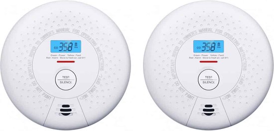 X-Sense SC01 Combimelder - 2 Combimelders - Rook en koolmonoxide - 10 Jaar batterij en Figaro® sensor - Rookmelder en koolmonoxidemelder - Rook én CO melder