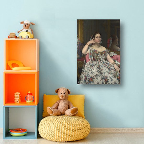 Madame Moitessier - Décoration murale Jean-Auguste-Dominique Ingres - Tableaux Femme - Peintures toile Portrait - Tableau Vintage - Tableaux toile salon - Décoration chambre 75x100 cm