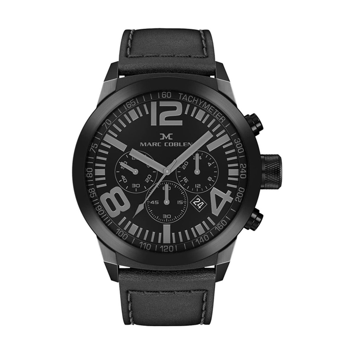 Marc Coblen Chronograaf Horloge voor Dames en Heren - MC42B2 - met Verwisselbare Lunette en Horlogeband - Zwart - 42mm
