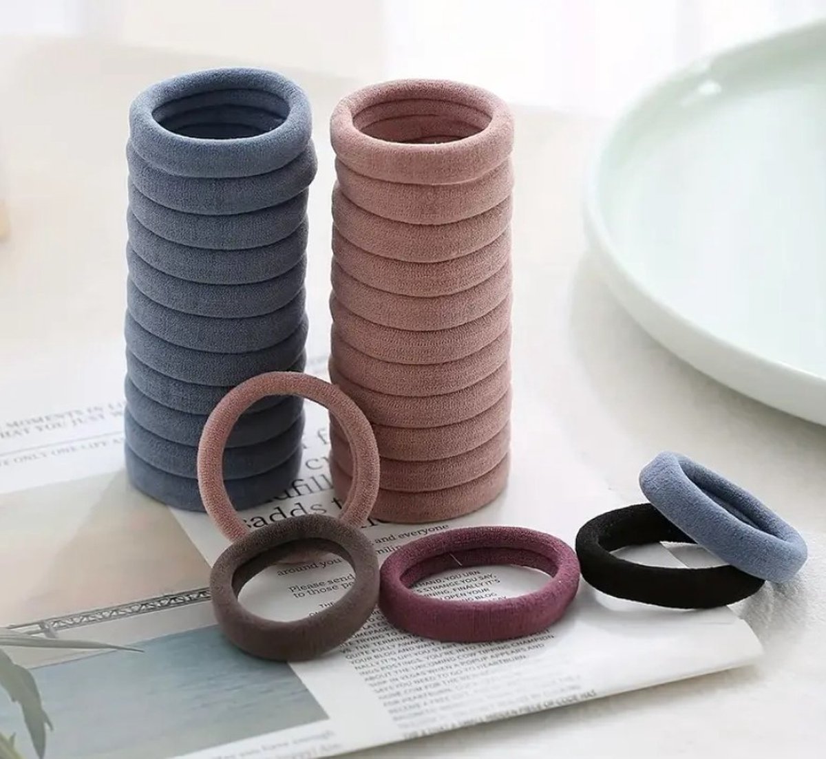 20 stuks Haarelastiekjes in verschillende kleuren - stof Haarelastiekjes- hoge kwaliteit -haar accessoires- merk: Fyfanie — cadeau in Cadeau-ideeën - foto 4