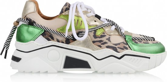 DWRS JUPITER leopard Sand/Green - Dames Sneaker - J5554C-47 - Maat 36