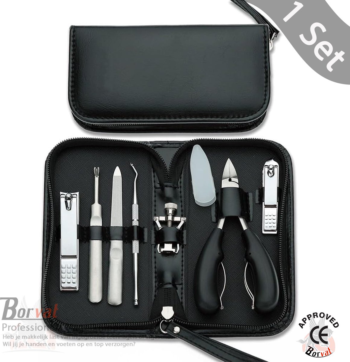 Goedkoopste Borvat® - Professionele Nagelknipper - Nageltang - Nagelschaar - Teennagels - Pedicureset - Geschenkset Mannen en Vrouwen -7 delig