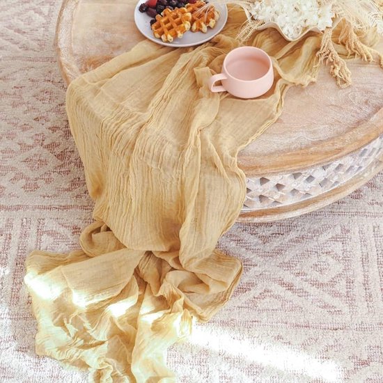 10 stuks kaasdoek-tafelloper, babyroze, 90 x 300 cm, lichtroze, rustieke gaasstof, boho-tafelloper, kaasdoek, cheesecloth, bruiloft, tafelkleed voor bruiloftsfeest, bruidsfeest, tafeldecoratie