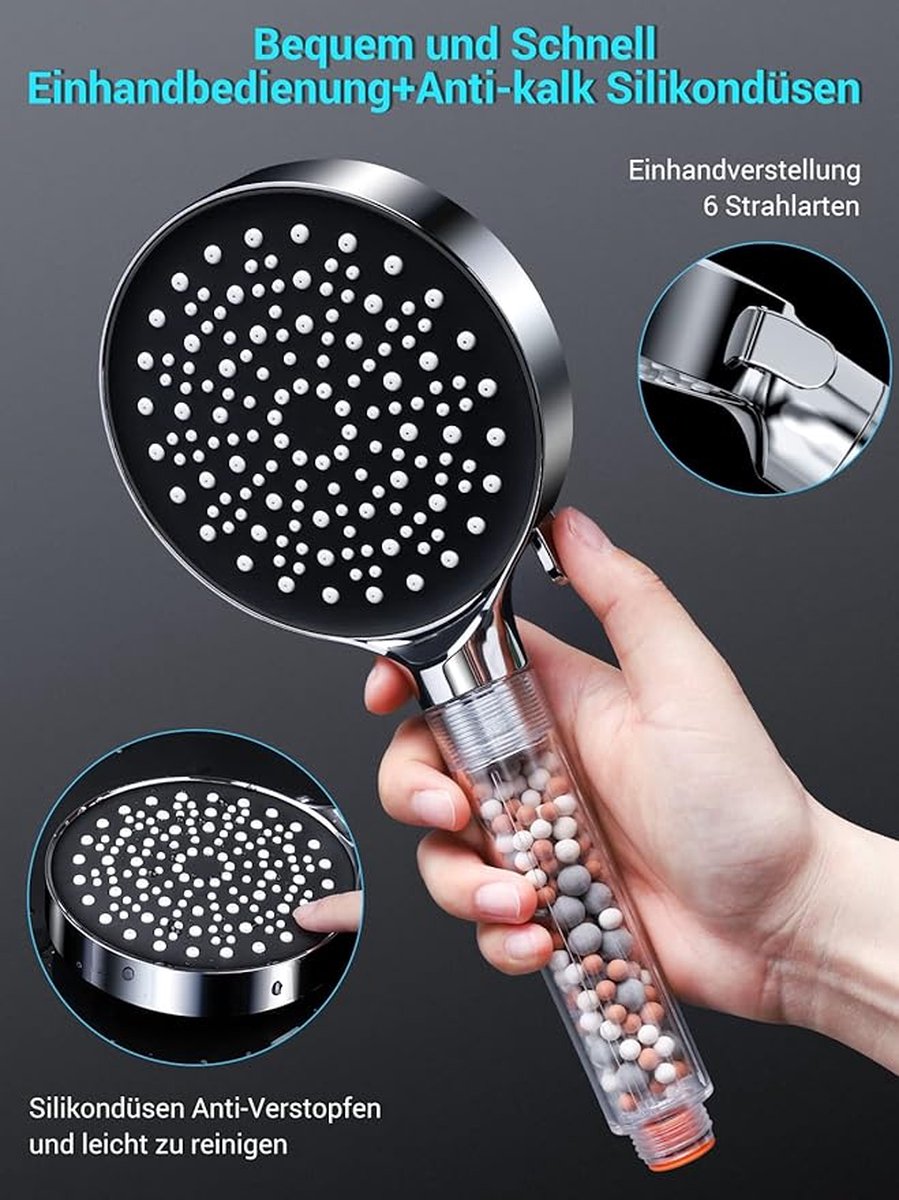douchekop - Shower head, hand shower - handdouche 1.6 m,