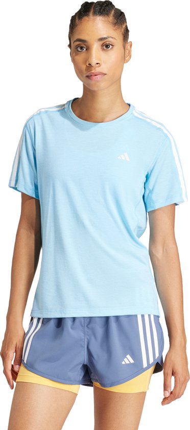 adidas Performance Own the Run 3-Stripes T-shirt - Dames - Blauw- XS