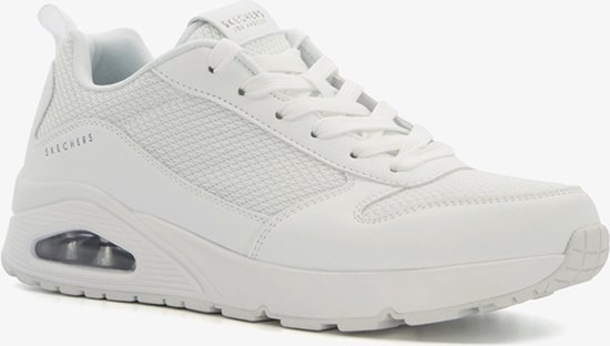 Baskets pour hommes Skechers Uno Fasttime blanches - Taille 46 - Confort Extra - Mousse à mémoire de forme