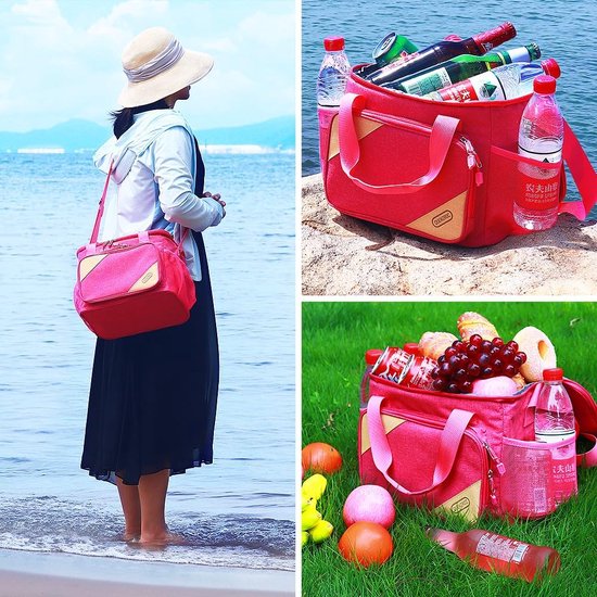 Koeltas, lunchtas voor dames en heren, picknicktas voor kantoorwerk, campingkeuken, strand, lekvrij, gemakkelijk te reinigen, lunchbox, geschenkdoos, editie, 10 l, grote koeltas, roze van KOEL — afbeelding 2