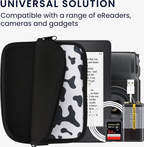 kwmobile Universele Cover voor eReader - Neopreen hoesje Koeien Patroon design zwart / wit van kwmobile — afbeelding 3