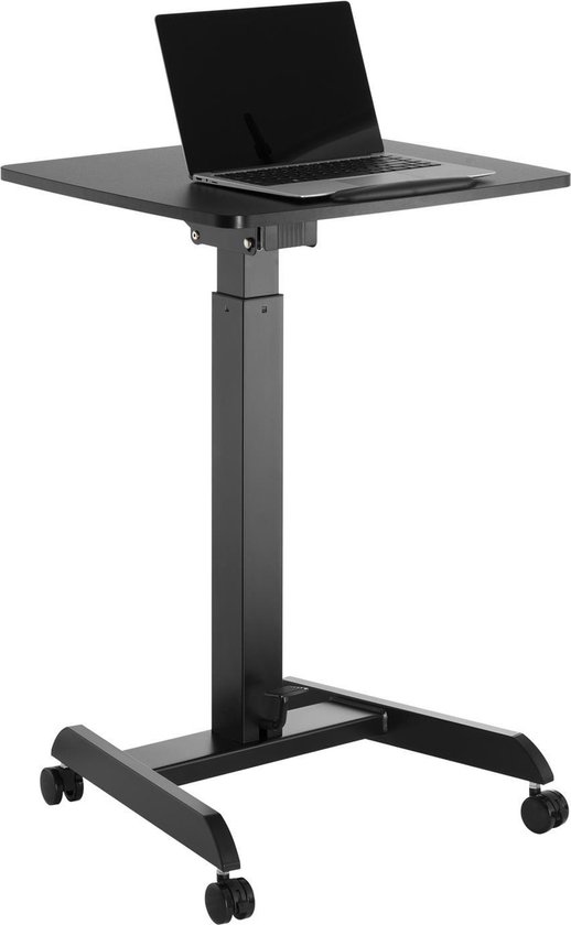 Maclean - In hoogte verstelbaar laptop bureau met wieltjes Zit-sta bureau - verstelbaar tot max. 113cm 30 graden Kantelbaar Zwart
