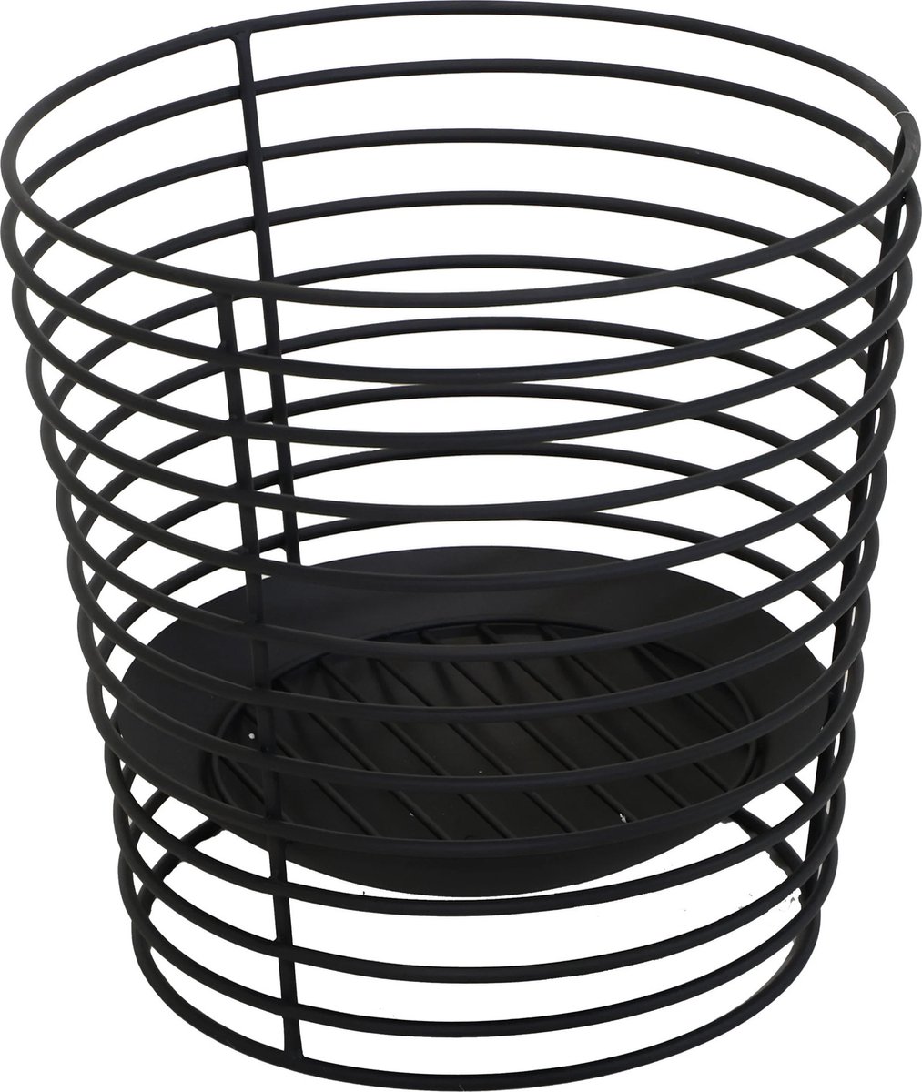 Mega Collections Vuur emmer/vuurkorf Firebasket Spiral - zwart - ijzer - D38 x H40 cm - rond - Vuurkorven