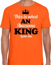Bellatio Decorations Koningsdag verkleed T-shirt voor heren - King - oranje - feestkleding S