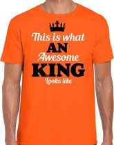 Bellatio Decorations T-shirt costumé Fête du Roi pour homme - King - orange - tenue de fête S