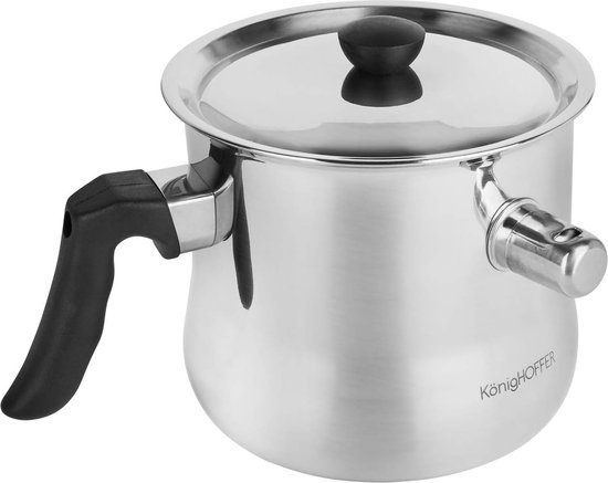 1,5L melkpan met deksel & tuitje – Dubbelwandige sudderpan